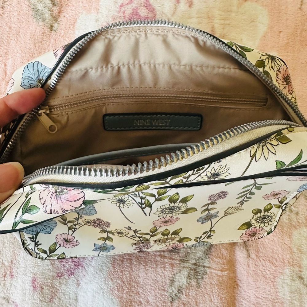 Nine West Floral Crossbody Bag - Cream and Blue - Picture 2 of 3